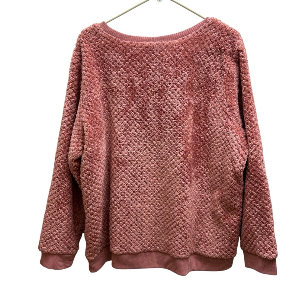 Vintage Blair Pink Textured Knit Sweater Fuzzy Cozy Pullover Crewneck - Picture 10 of 10